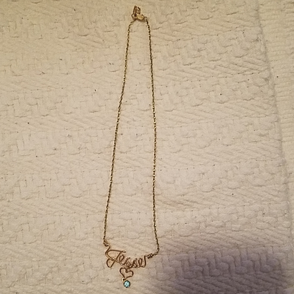 Gold necklace with Aquamarine gemstone